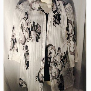 Travelers Collection by Chico's Black White Bold Design Sheer Blouse Cover Up